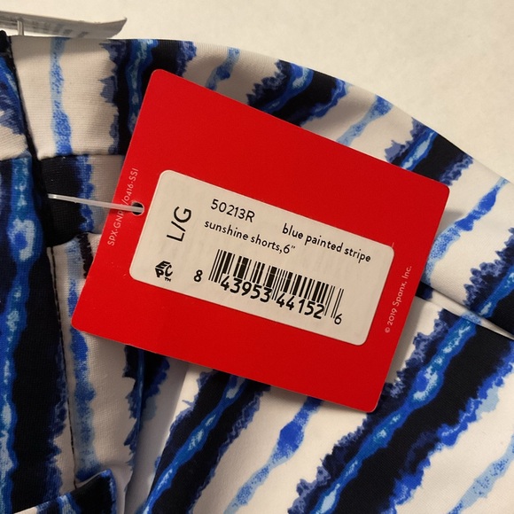Spanx Women’s Sunshine Shorts Pull On 6” Blue Painted Stripe - Picture 9 of 9